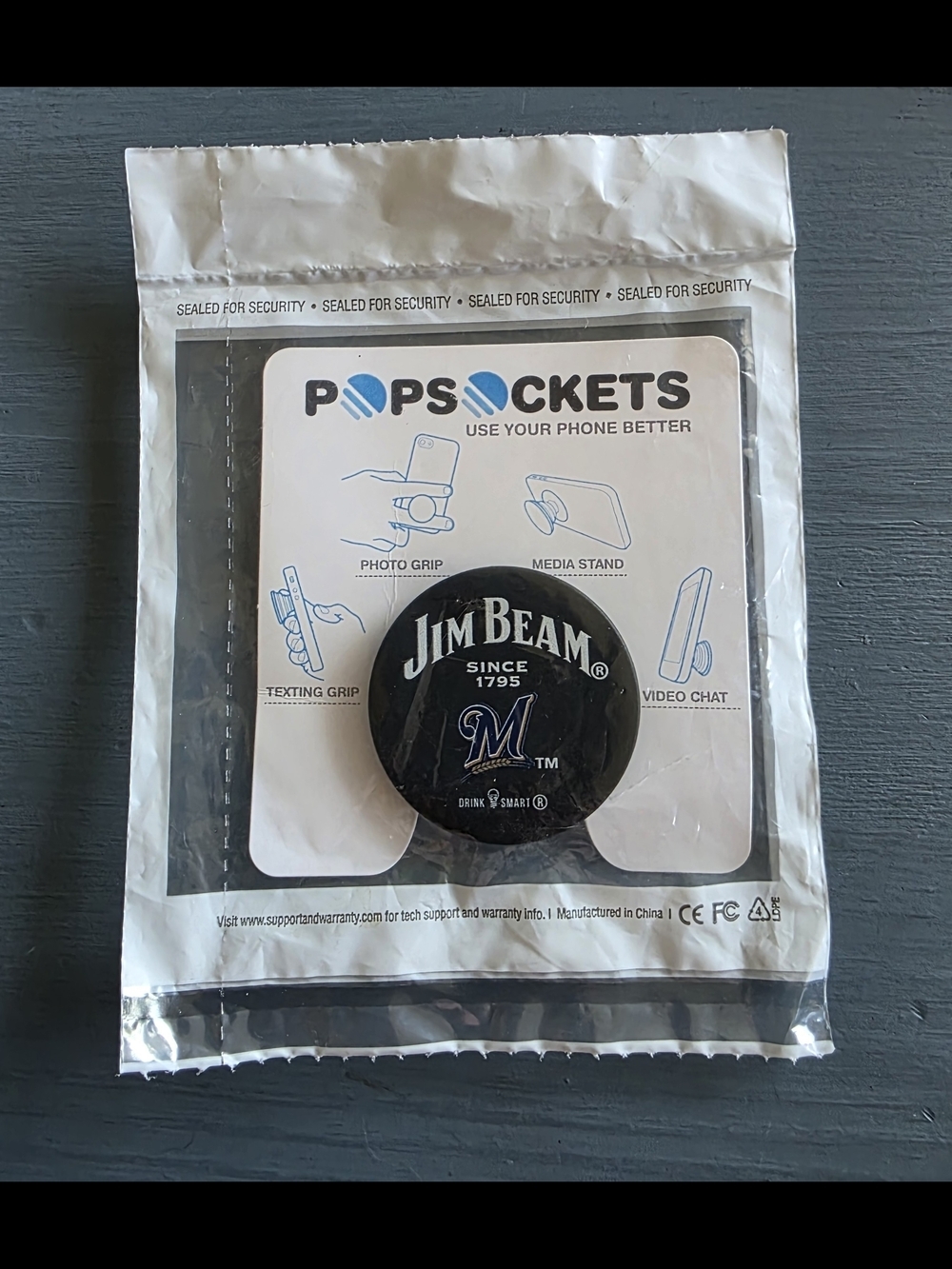 Jim Beam Milwaukee Brewers PopSocket Phone Grip NEW Sealed Promo